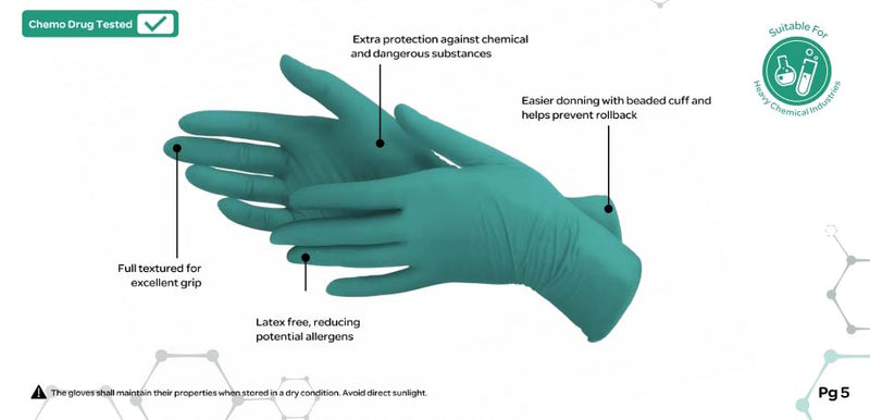 X2260GR ChemTough Nitrile Powder Free Green Gloves