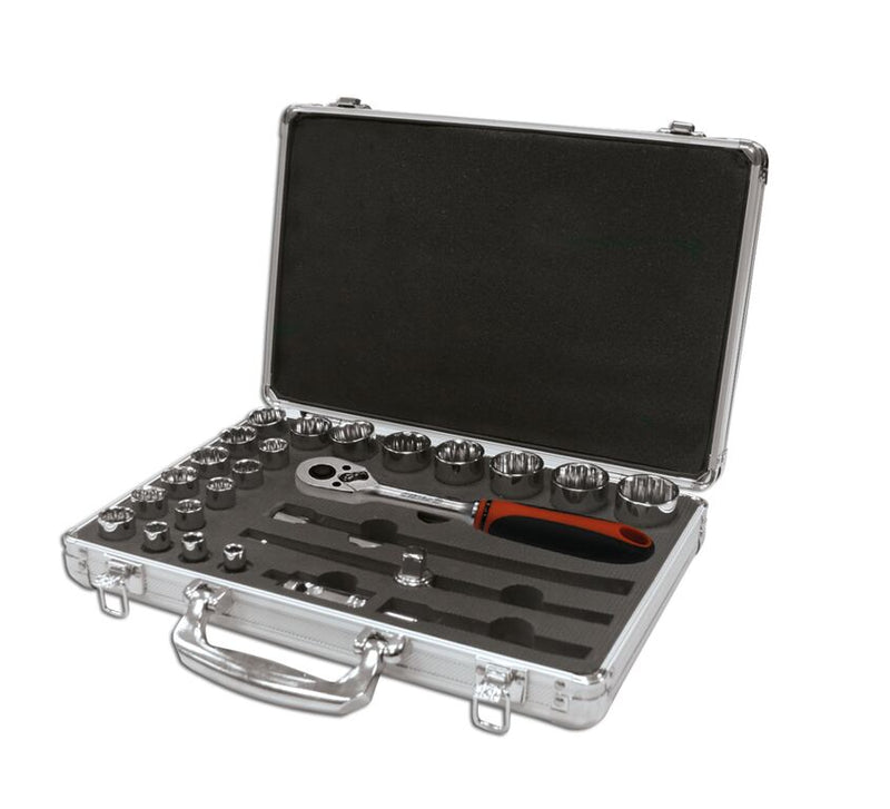 Socket Wrench  Kit Set, Standard, 1/2" Drive, 12 Point, 25pcs/Set 61963 EgaMaster