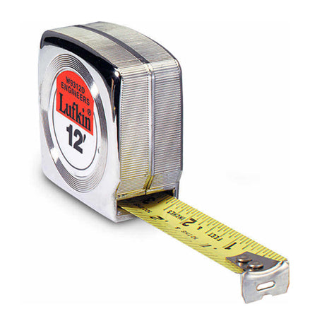 Tape Measure, Mezurall Chrome Case Engineer's Yellow Clad Power Return-W9312D Lufkin