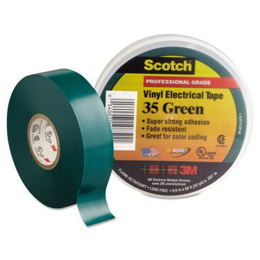 Vinyl Electrical Tape, Scotch 35, Green 3M