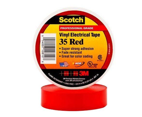 Vinyl Electrical Tape, Scotch 35, Red 3M