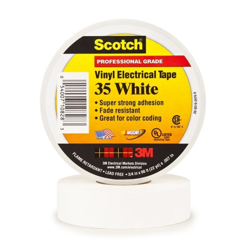 Vinyl Electrical Tape, Scotch 35, White 3M