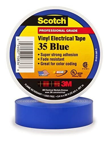 Vinyl Electrical Tape, Scotch 35, Blue 3M