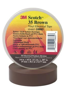 Vinyl Electrical Tape, Scotch 35, Brown 3M