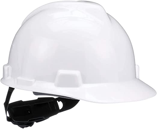 Safety Helmet, V-Gard Hard Hat Front Brim with Ratchet Suspension, Standard, White