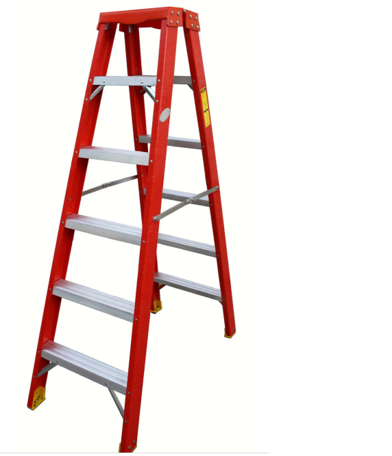 Fibre Glass Double Sided Plastic Top Ladder