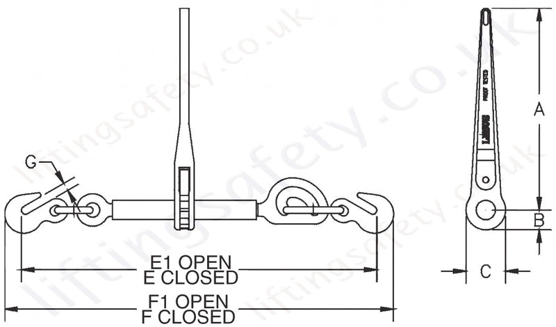 Load Binder, Standard Ratchet Type, Model: L-140, Min-Max Chain Size: 5/16" - 3/8"(8mm-10mm), WLL: 8800lbs
